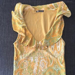 Yellow and Green Sleeveless Top